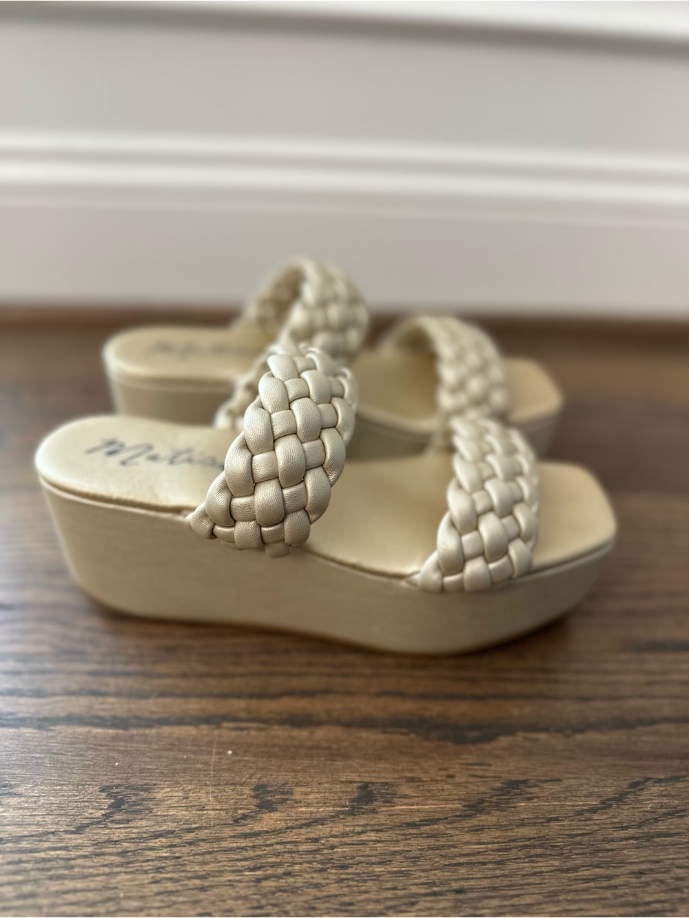 Matisse Greyson Braided Double-Strap Platform Sandals in Gold